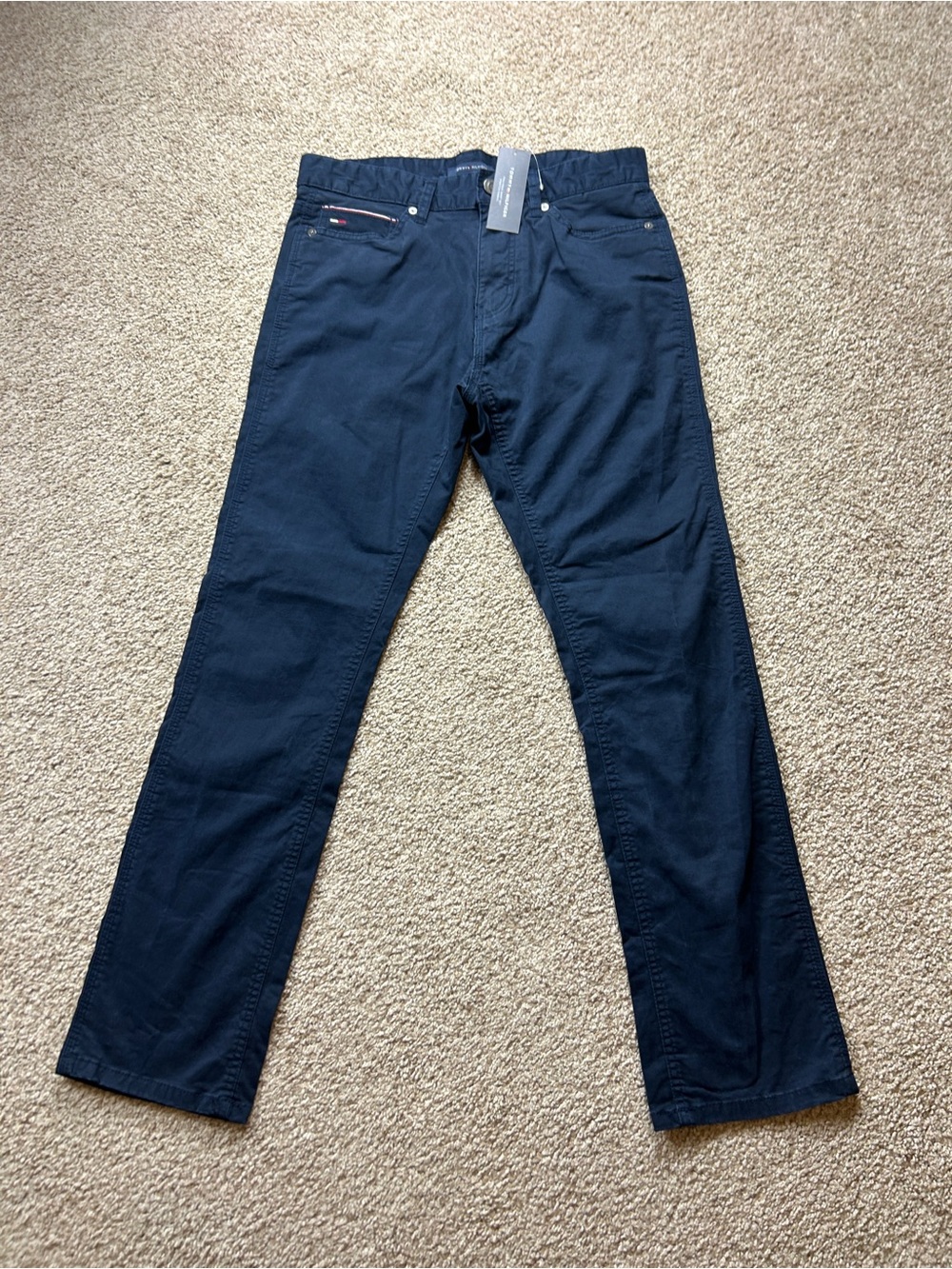 Tommy Hilfiger Men's Navy Chino Pants Straight Leg Stretch Casual Dress Pants